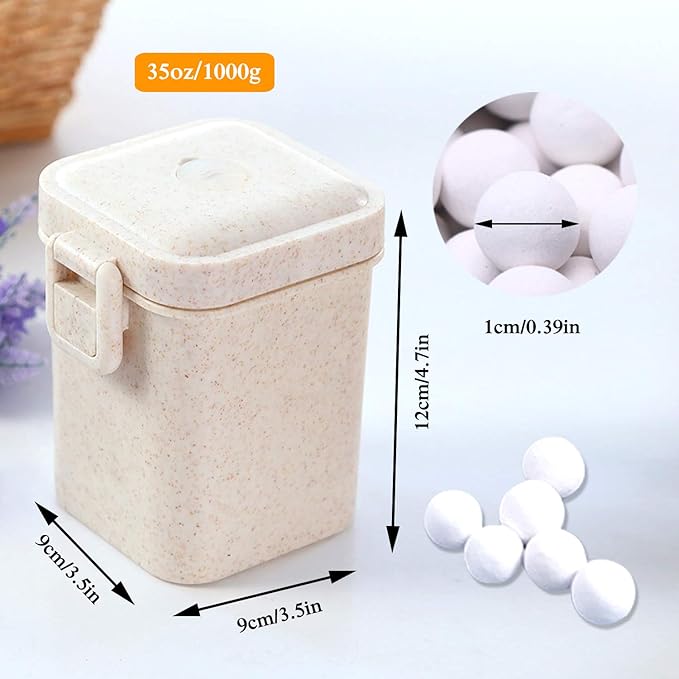 Hommtina 2.2Lb Ceramic Pie Weights Baking Beans Pie Crust Reusable 10mm Weights Natural Ceramic Stoneware with Wheat Straw Container (35 Oz Total) (White)