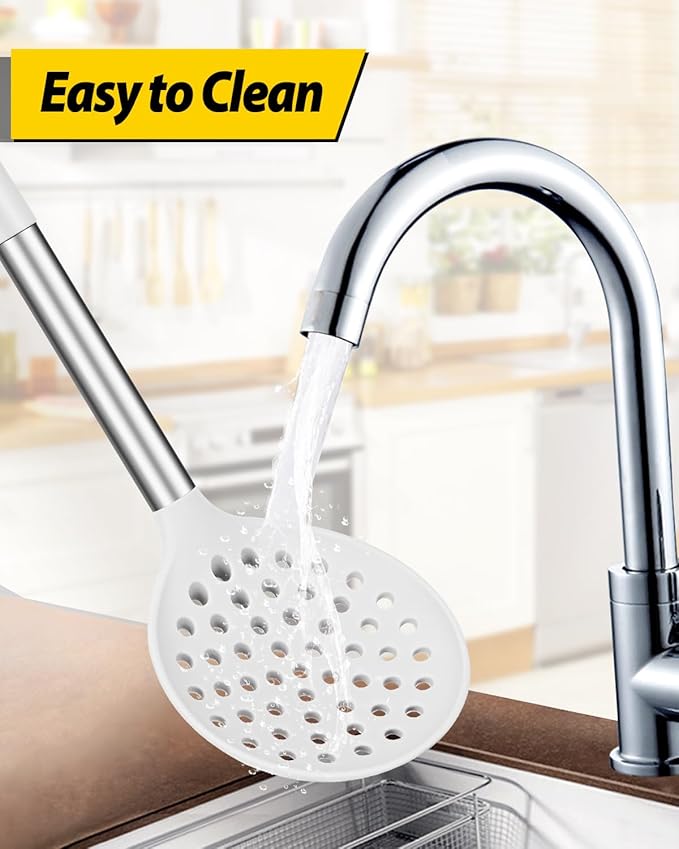 BUNDLEPRO Kitchen Ladle Strainer, 2 Pack, Black-White