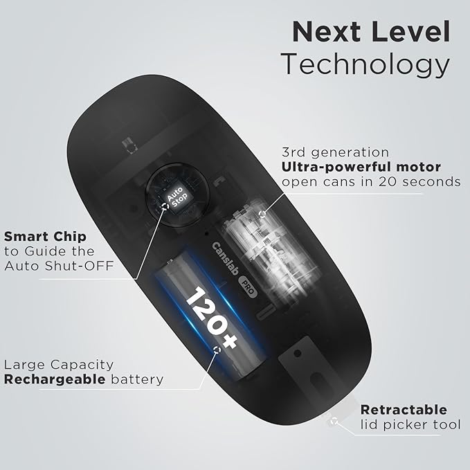 Canslab Ultrablade PRO Electric Can Opener,USB Rechargeable,Smart Auto Stop
