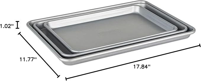 Viking Premium 3-Piece Nonstick Baking Sheet Pan Set, Made without PFAS, Heavy Gauge Aluminized Steel Cookie Sheets with Reinforced Iron Frame, 13, 15 & 18-Inch, Oven Safe to 475F