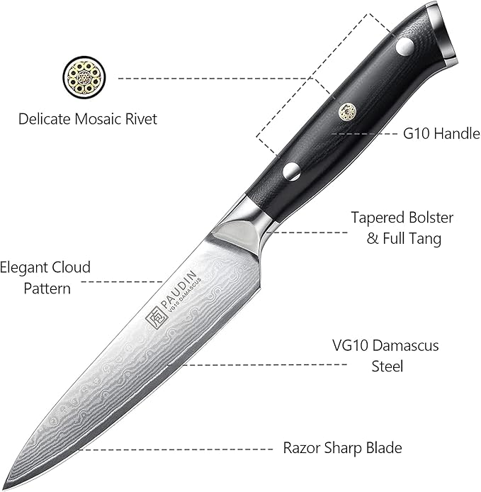 PAUDIN Utility Knife 5'', 67-Layer Forged Damascus Kitchen Knives