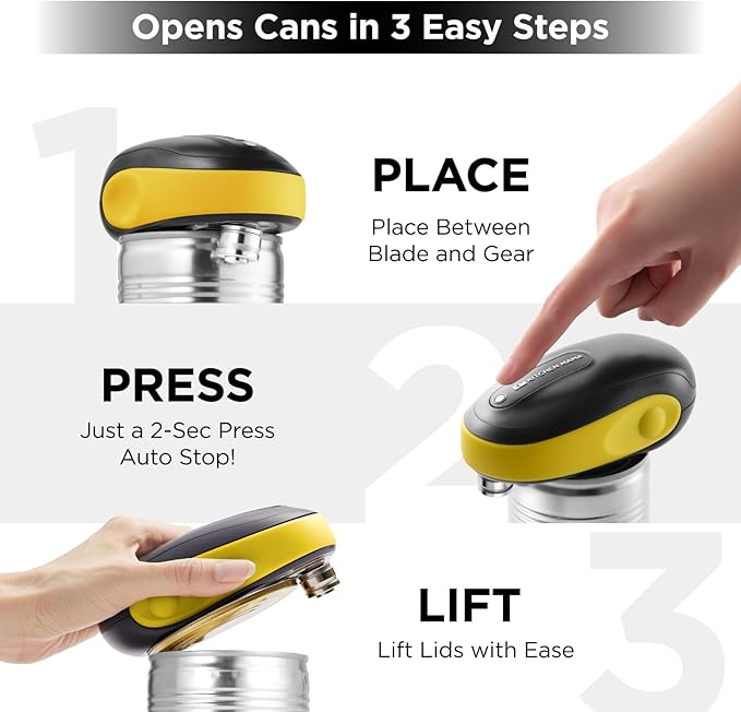 Kitchen Mama One-To-Go Electric Can Opener, Yellow
