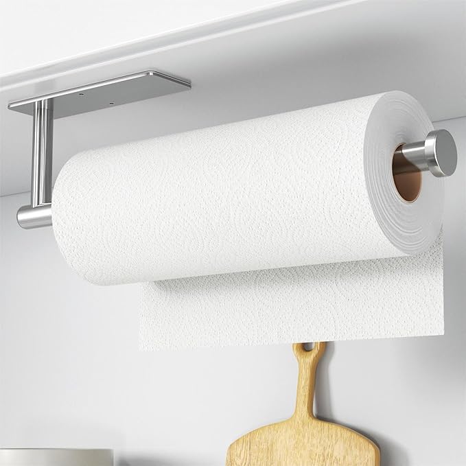 Paper Towel Holder,Self-Adhesive or Drilling， Brushed Nickel, 2 Pack