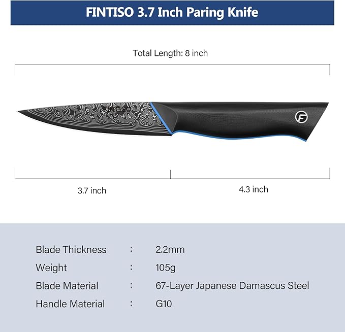 Paring Knife 3.75 Inch with 67-Layer Japanese Damascus Steel, G10 Handle