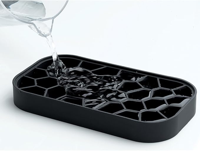 Lékué Ice Box | Black | Ice Cube Tray For Freezer With Lid & Bin | Made With 100 Percent Platinum Silicone | Elegant And Retro Style Ice Cubes | For Cocktails, Ice Tea & Coffee And More |