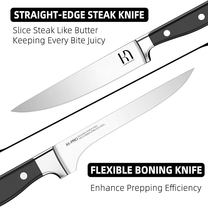 KnifeSaga Japanese Knife Set with Sharpener, Premuim, Razor Sharp, 15 Pcs