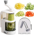 Badelite Vegetable Spiralizer 4-IN-1 Rotating Blade Veggie Spiralizer Zucchini Noodle Maker with Strong Suction Cup Spiral Vegetable Cutter Slicer - White