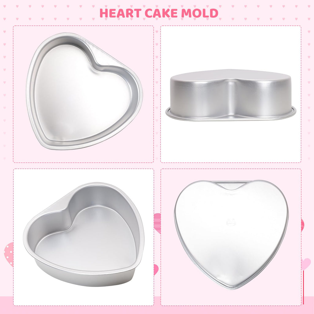 Gvhntk Heart Shaped Cake Pan 10 Inch Aluminum Cake Pans Heart Cake Tin Baking Cake Mold for Valentine's Weddings Birthday Party