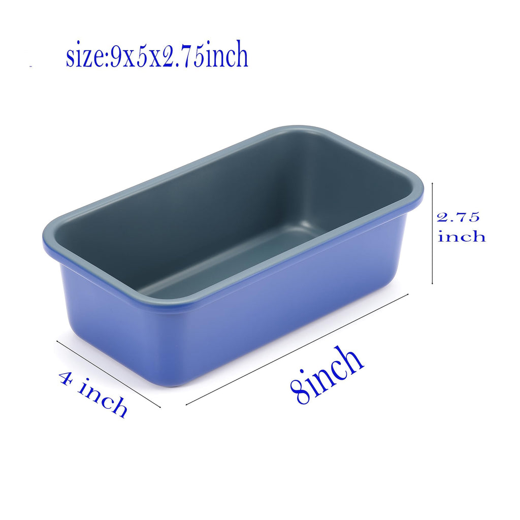 Monfish loaf pan baking bread 1lb loaf bread pans for home baking cake 9x5inch set of 2 haze blue non stick coating Royal blue carbon steel