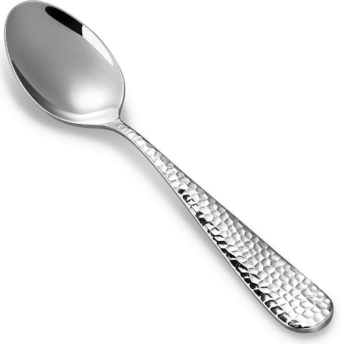 KEAWELL Premium Louise Hammered 4-Piece Spoon Set (7.6" Dinner Spoons)