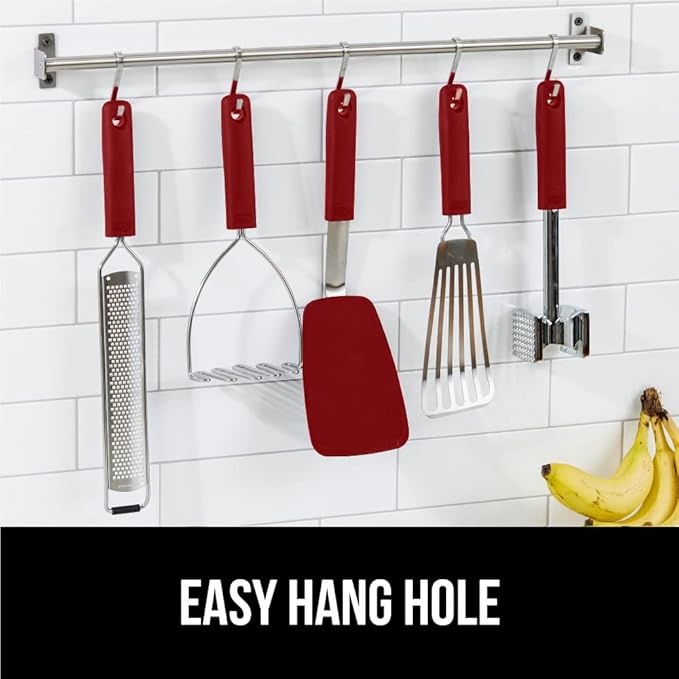 GORILLA GRIP BPA-Free Silicone Spatula for Non Stick Frying Pan, 2 PK, Heat Resistant Flexible Head, Patented Soft Comfortable Handle, Non-Scratch Kitchen Turner, Flip Burgers, Pancakes, 11.6 in, Red