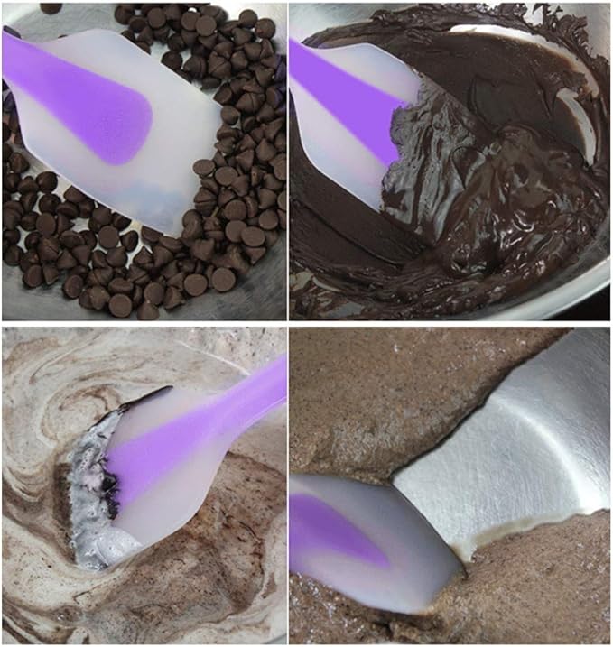 TOUGS Silicone Spatulas Set of 4 - Heat Resistant Non-Stick Flexible Rubber with Solid Stainless Steel Core Kitchen Essential Gadget Premium Scraper Spoon Set - Seamless, Dishwasher Safe, 2 Size