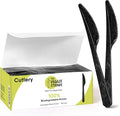 Premium Quality 100% Biodegradable Black Knives Made of Vegetable Fibers, 100 PCS of 6.7” Long Heavy-Duty and Splinter Free Eco-Friendly Black Knives, Sustainable Cutlery for All Types of Occasions