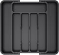 Lifewit Expandable Silverware Organizer, Plastic Utensil Tray for Kitchen Drawer, BPA Free Flatware Cutlery Holder, Space-Saving Storage for Spoons Forks Knives, 8-13.8 x 11.2 x 1.4 inch, Black