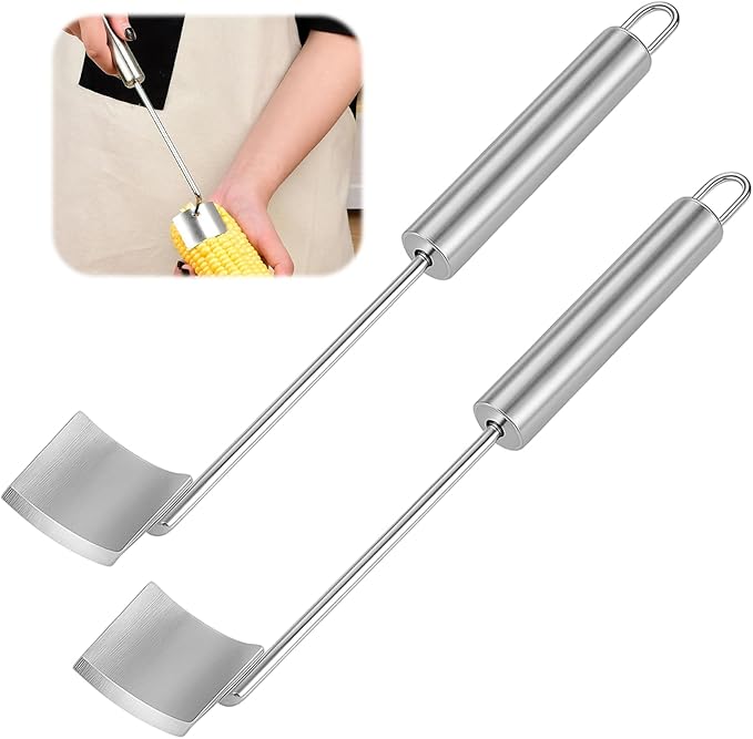 Aphohome 2 Pack Corn Peeler Stainless Steel Corn Cob Stripper Tool - Corn Kernel Remover & Thresher for Corn on the Cob, Kitchen Corn Shucker with Ergonomic Handle for Fresh Corn