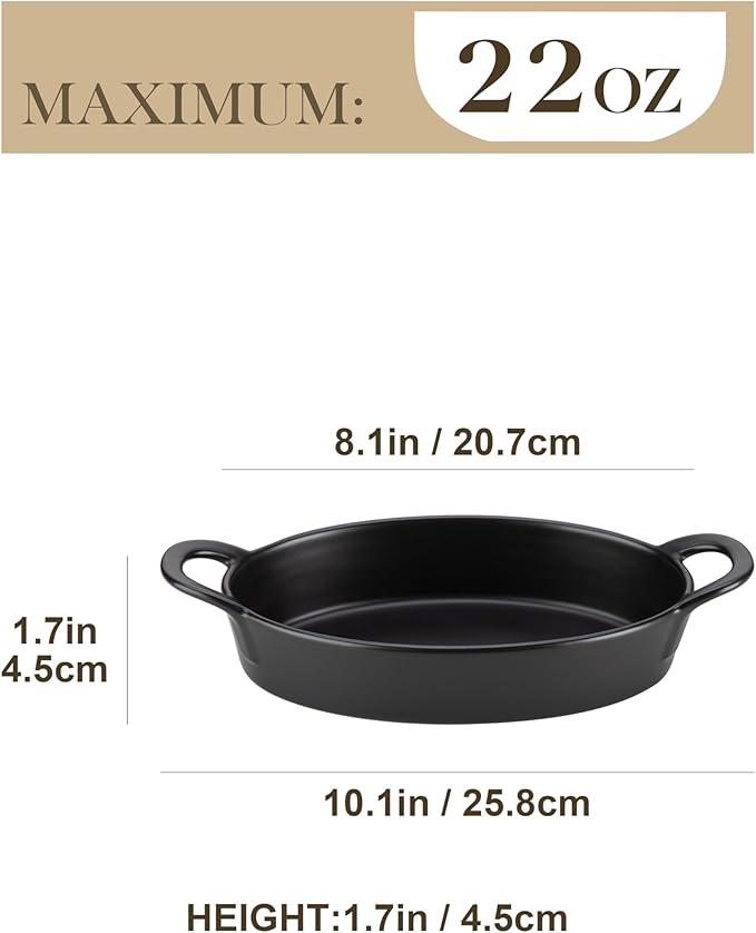 MALACASA Small Casserole Baking Dishes Set of 4, 8x5 inch Oval Au Gratin