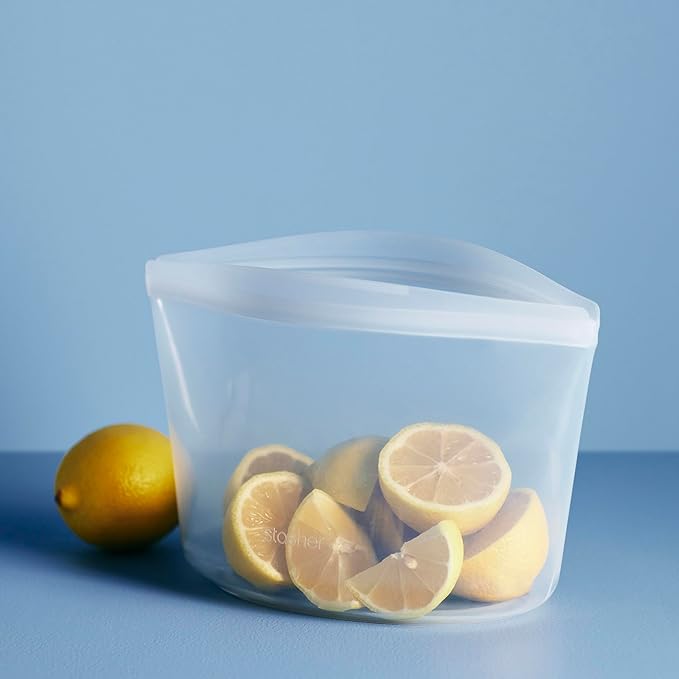 Stasher Premium Reusable Silicone Food Storage Bowl, Clear, 6-Cup