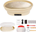 XPXKJ Heating Bread Proofing Basket Set Foldable Thermostatic Silicone Bowl with 77-122℉ 6 Gears Temperature & 6H Timer, Baking Sourdough Starter Bread Making Supplies Tools Kit (13.7×10.2×4.3'')