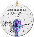 Customized Microphone Recording Ceramic Ornament, Personalized Year Text Name Microphone Lover Ornaments Gift for Women Men Inger Vocalist Musical, Unique Vocals Microphone Ceramic Xmas Ornament 2026
