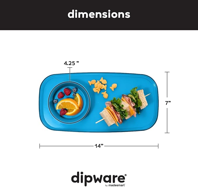 madesmart dipware Small Serving Plate, Stackable & Removable Dip Bowl for Salsa, Queso, Salad, Olives, Dishwasher & Microwave Safe, Multipurpose Plate & Bowl, Ocean