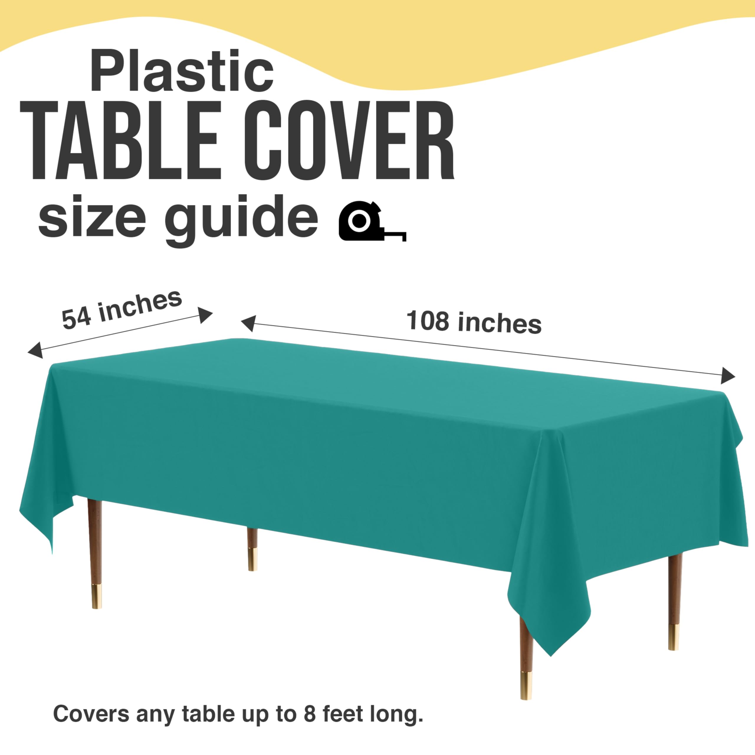 Exquisite 66% Thicker Premium Plastic Table Cloth Rectangle Table Cover 0.5 Mil 6 Pack Teal Table Cloth 54 Inch x 108 Inch Disposable Tablecloth Won't Tear Easily Like Cheap Thin Brands