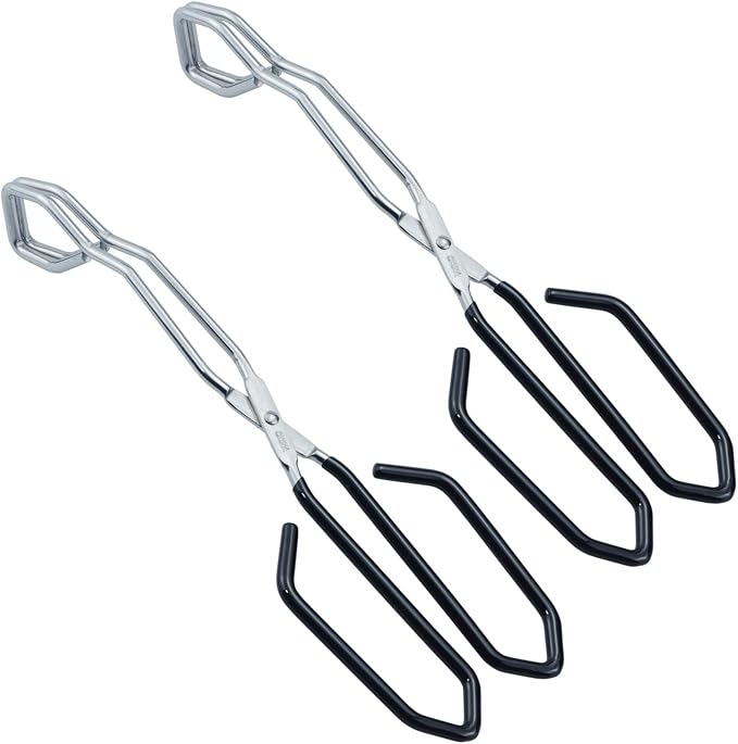 HINMAY Kitchen Scissor Tongs 11" Stainless Steel Cooking Tongs, Set of 2