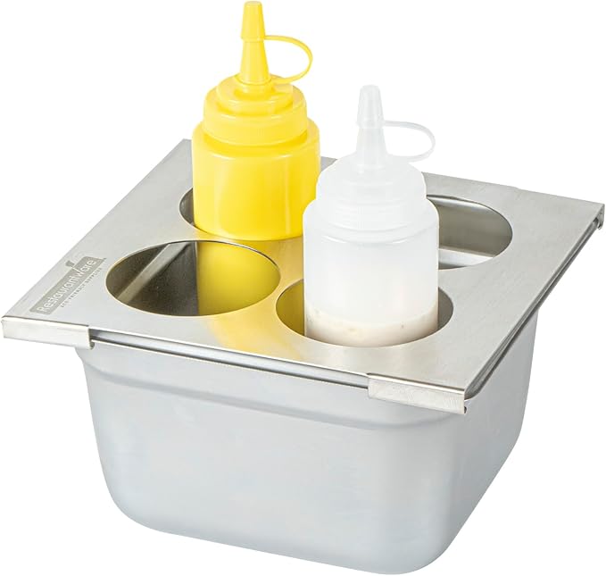Restaurantware Stainless Steel Bottle Organizer - 1 Count - 6.299 x 7.087 x 0.394 Inches - Dishwasher-Friendly Condiment Holder - Kitchen Bottle Rack - Space-Saving Design - Silver
