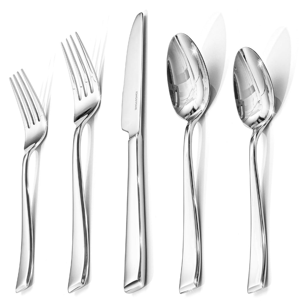 KINGSTONE Mirror Polish Silverware Set for 8, 40-Piece 18/10 Stainless Steel Flatware Set, Dishwasher Safe Cutlery Set for Wedding, Home, Restaurant, Knives Spoons and Forks Set