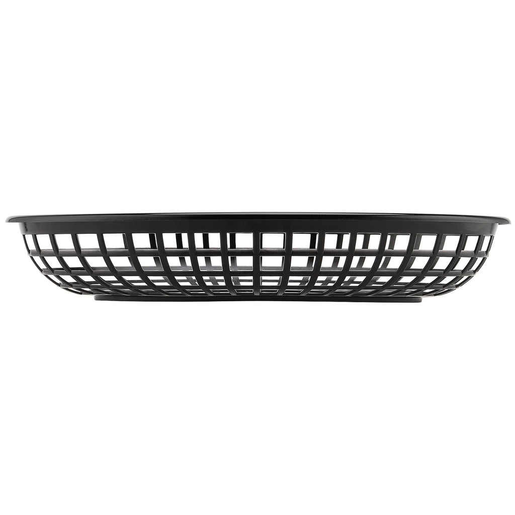 HEIHAK 60 Pack 9x5.7x1.6 Inch Black Plastic Fast Food Baskets, Restaurant Serving Basket, Oval Fast Food Serving Baskets for Picnic, Chicken, Burgers and Fries
