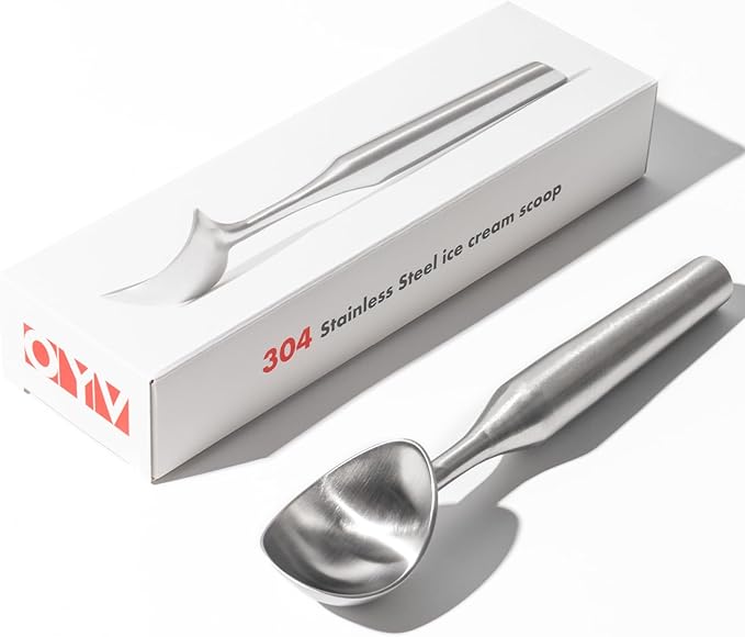 OYV 304 Stainless Steel Ice Cream Scoop, Heavy Duty, Ergonomic Handle