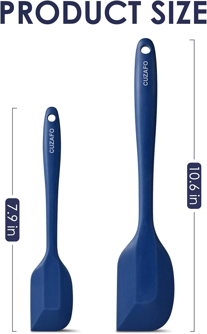 CUZAFO BPA Free Heat Resistant 600℉ Silicone Spatula, Turner Mixing Spatulas set Dishwasher Safe for Nonstick Cookware, Classic Blue