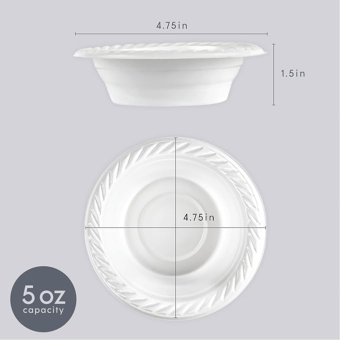 PLASTICPRO 5 ounce Round Plastic Dessert Bowls Microwaveable 400 Count