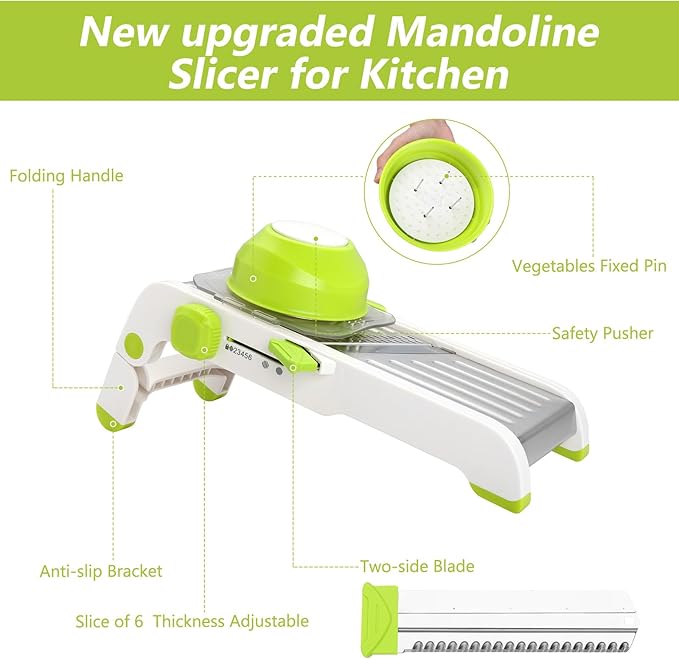 Foyucool Mandoline Slicer for Kitchen, Adjustable Vegetable Potato Slicer