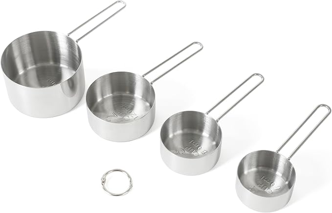 Martha Stewart Richburn 4-Piece Stainless Steel Measuring Cups Set – Durable and Accurate Kitchen Measuring Tools for Baking and Cooking
