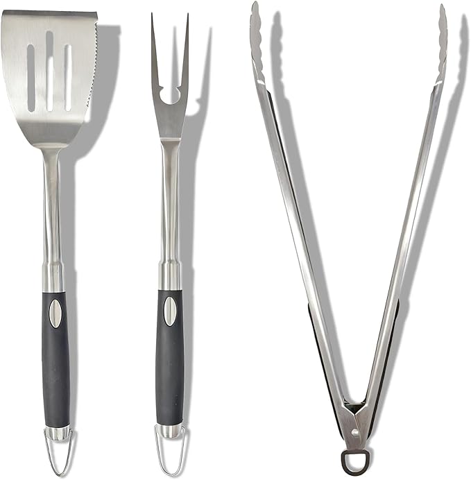 Keliheyle Heavy Duty Grill Accessories Grill Tools Set Multi-Function BBQ Set Premium Stainless Steel Spatula Fork & Tongs, Barbecue Utensils Tool Kit Gift for Men Women Grilling Lover Outdoor