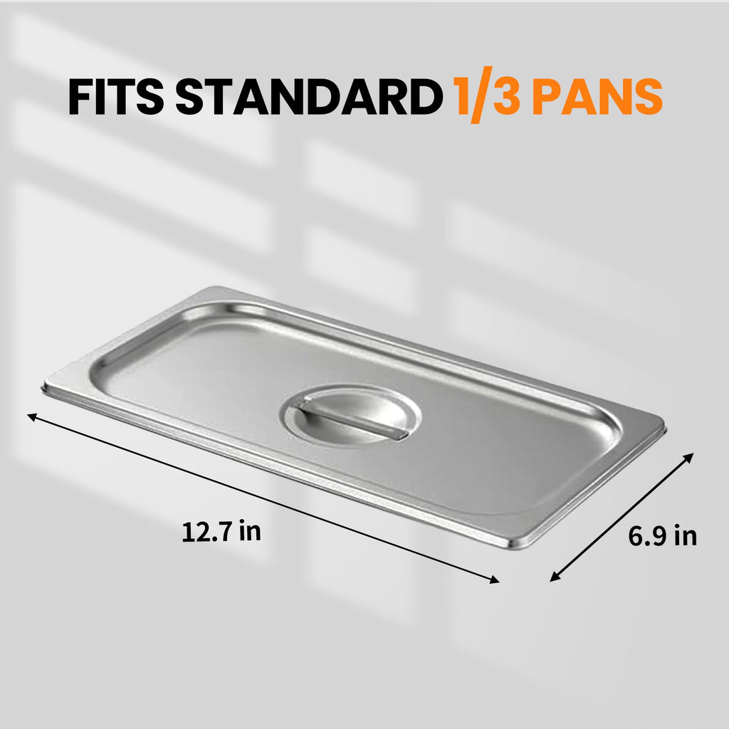 Aplancee Stainless Steel Pan Lid - Fits 1/3 Size Steam Table Pans Dishwasher Safe for Catering, Buffets, Restaurants