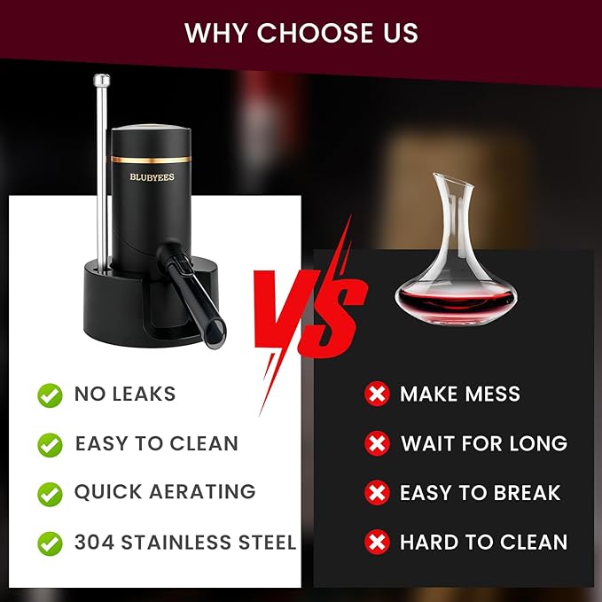 BLUBYEES Electric Wine Aerator and Automatic Wine Dispenser