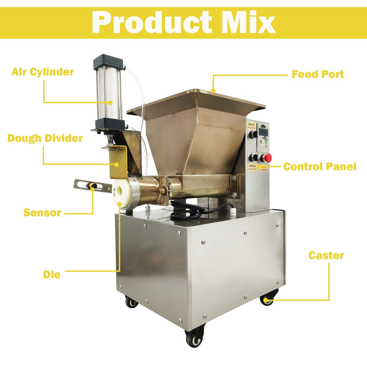 TECHTONGDA Commercial Dough Divider Electric Quantitative Dough Cutter 1-500g Pneumatic Dough Machine Pastry Dough Lump Spacer