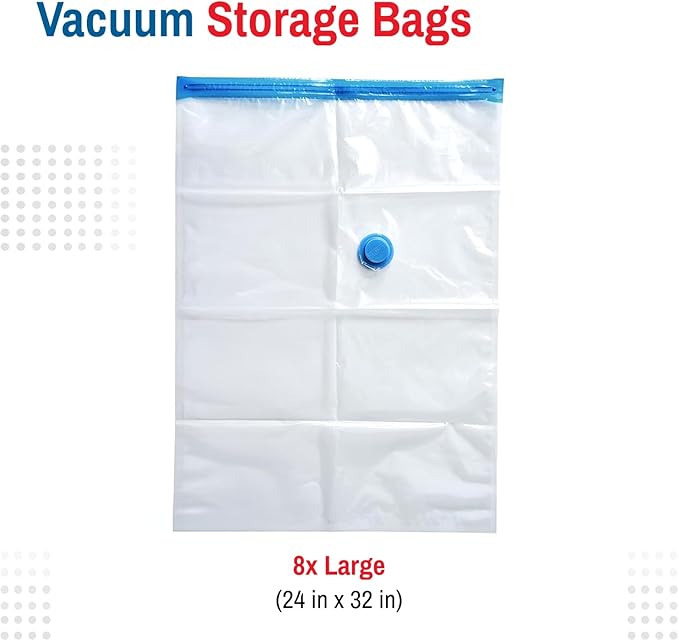 Spacesaver Large Vacuum Storage Bags for Comforters, Blankets & Clothes – Vacuum Sealed Compression Bags with Hand Pump – Space Saver Storage Bags for Bedding, Moving, Travel & Organization (8 Pack)