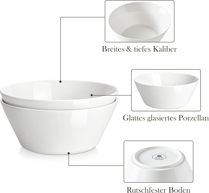 MALACASA 105 OZ Large Serving Bowls Ceramic Salad Soup Bowls Set of 2