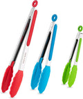 7/9/12 Inch Kitchen Tongs Set of 3, Cooking Tongs with Silicone Tips