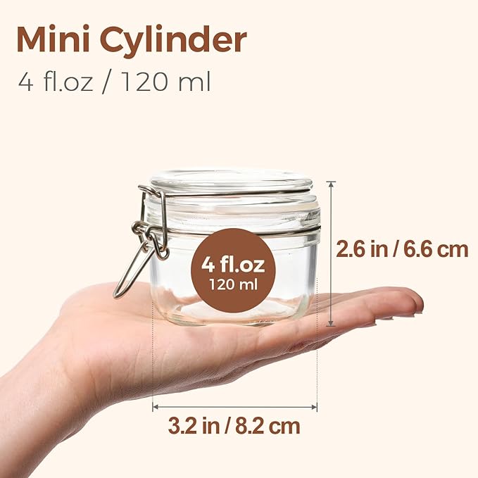 ComSaf Small Mason Glass Jars with Airtight Lids 4 oz 6 Pack Pantry