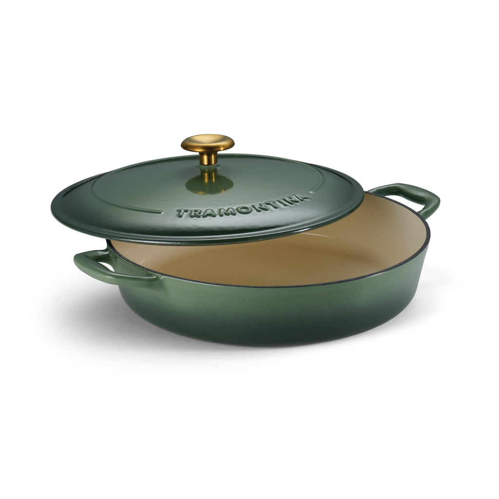 Tramontina Bestow Enameled Cast Iron 4-Qt Braiser Pan with Lid, Cactus