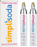 Simpli Soda 60L CO2 Canister Cylinders - Compatible w/Sodastream Quick Connect Only [Including ART, TERRA ENSO & DUO] - Soda Streaming Machine CO2 Tanks Gas Refill, | 14.5 oz, Set of 2