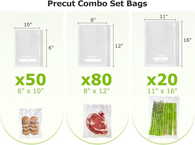 Bonsenkitchen Vacuum Sealer Bags, Commercial Grade, BPA Free