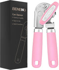 Beneno Heavy Duty Hand Can Opener Manual with Magnet Lid Remover, Pink
