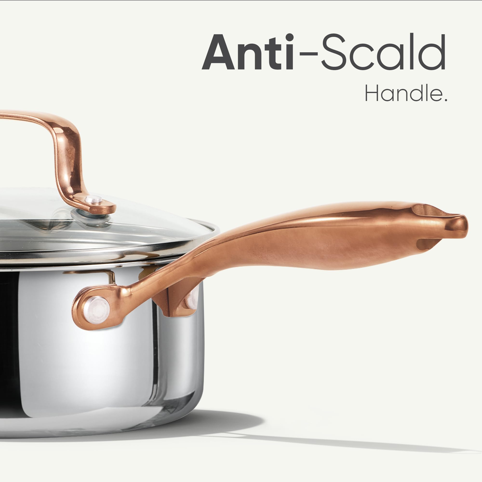 CAROTE 2Qt Stainless Steel Saucepan Set, Non-Toxic 3-Ply Stainless Steel Cookware Set with Lids, Small Kitchen Pots, Oven Safe, Compatible with Induction, Ceramic, Gas, Mothers Day Gifts