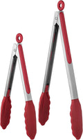 U-Taste Kitchen Tongs for Cooking, 600ºF Heat-Resistant Silicone, 2Pcs/Red