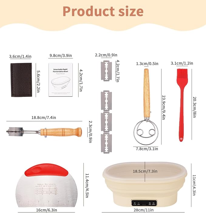 XPXKJ Heating Bread Proofing Basket (11.1×7.2×4.2'')