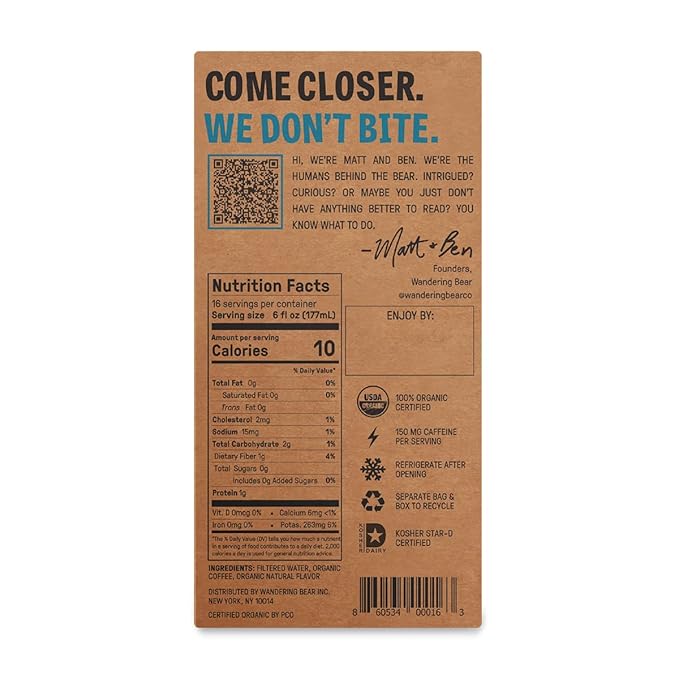 Wandering Bear Organic Vanilla Cold Brew On Tap - 96 fl oz, Iced Coffee
